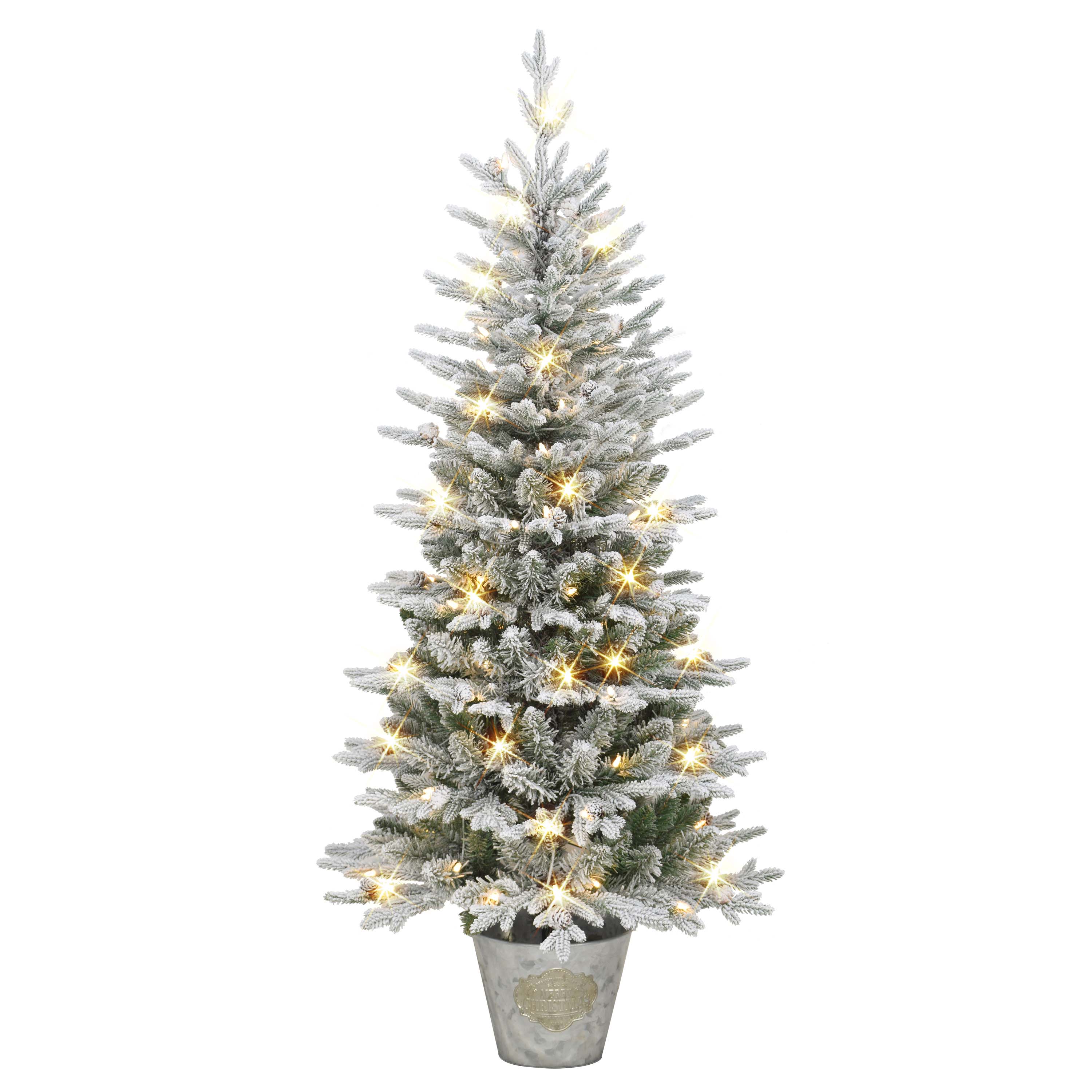 6 ft Pre-lit Potted Flocked Tree 1015 Tips 250 UL Listed Clear Lights 1832A-STF60C250